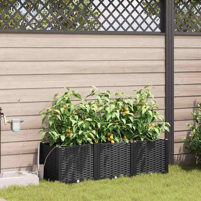 Load image into Gallery viewer, Vidaxl tuin bloempot 3 pcs zwart staal
