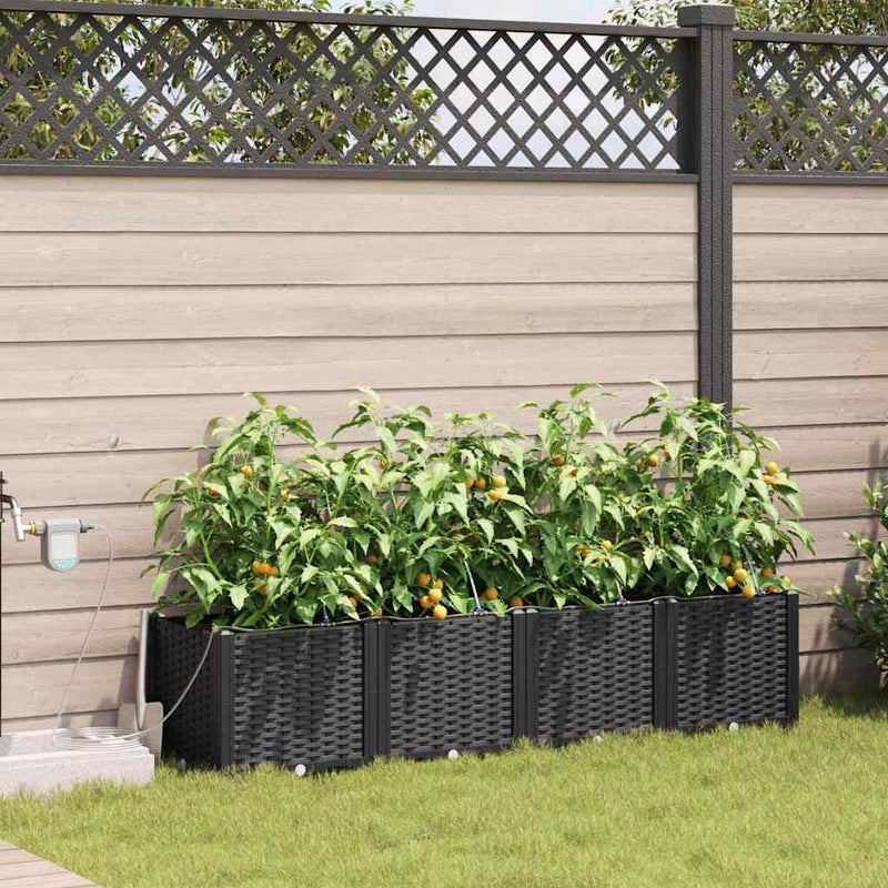 Load image into Gallery viewer, Vidaxl tuin bloempot 4 pcs zwart staal
