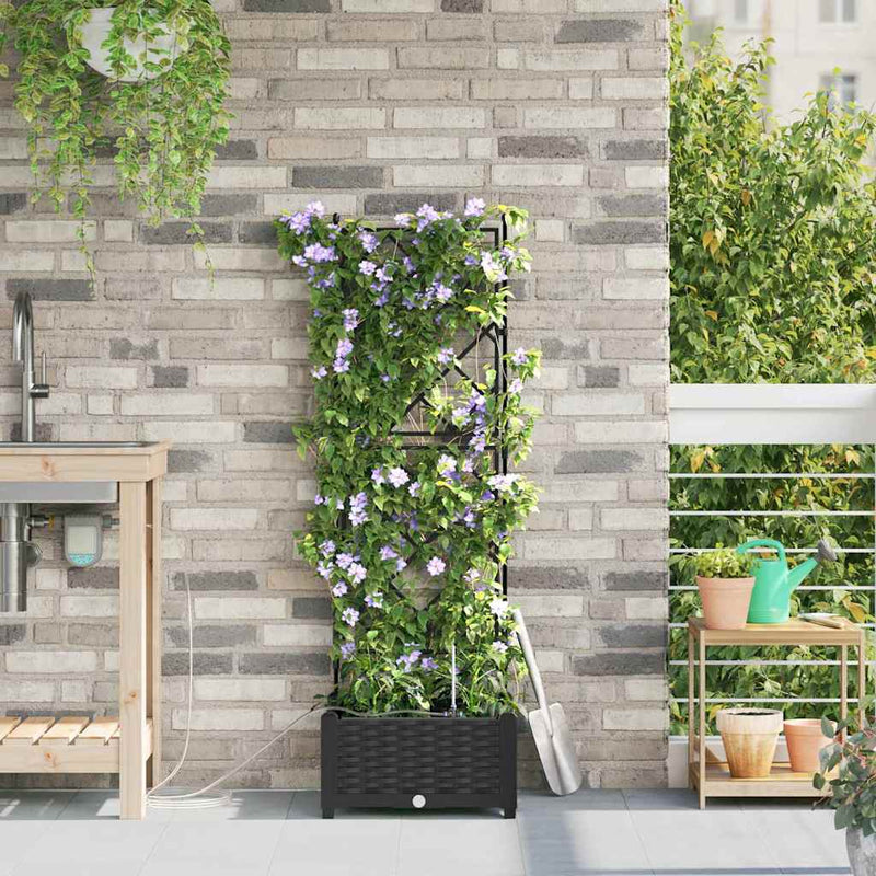 Load image into Gallery viewer, Vidaxl tuin bloempot zwart 40 x 40 x 126 cm staal
