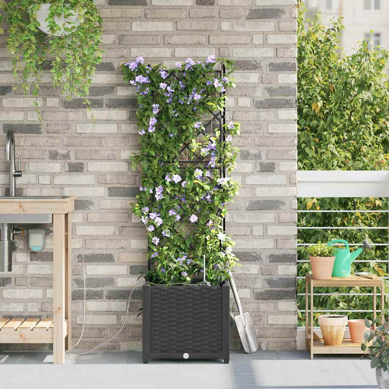 Load image into Gallery viewer, Vidaxl tuin bloempot zwart 40 x 40 x 142 cm staal
