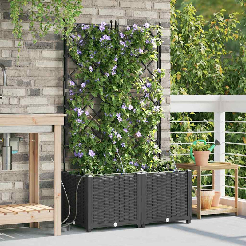 Load image into Gallery viewer, Vidaxl tuin bloempot 2 pcs zwart staal
