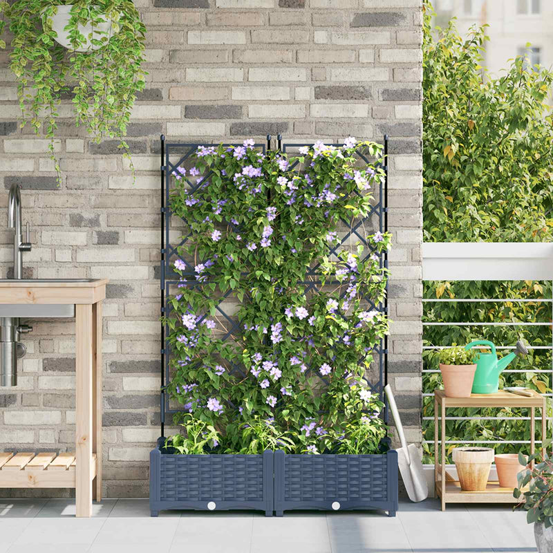Load image into Gallery viewer, Vidaxl tuin bloempot 2 pcs grijs 80 x 40 x 125,5 cm staal

