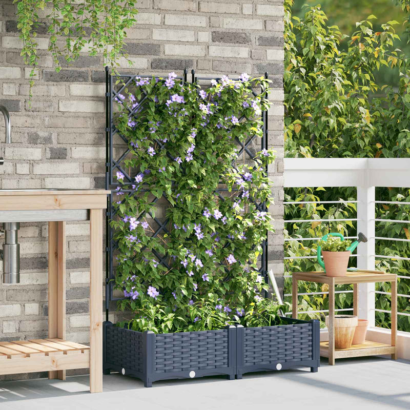 Load image into Gallery viewer, Vidaxl tuin bloempot 2 pcs grijs 80 x 40 x 125,5 cm staal
