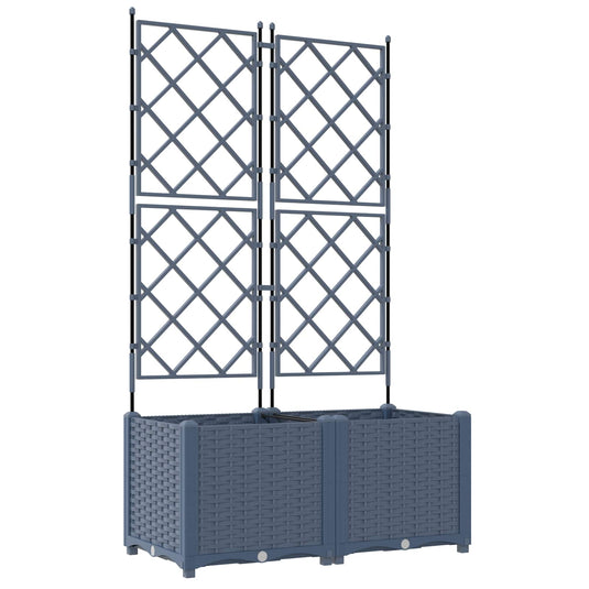 Vidaxl tuin bloempot 2 pcs grijs 80 x 40 x 143 cm staal