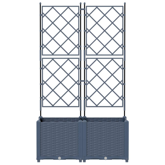 Vidaxl tuin bloempot 2 pcs grijs 80 x 40 x 143 cm staal