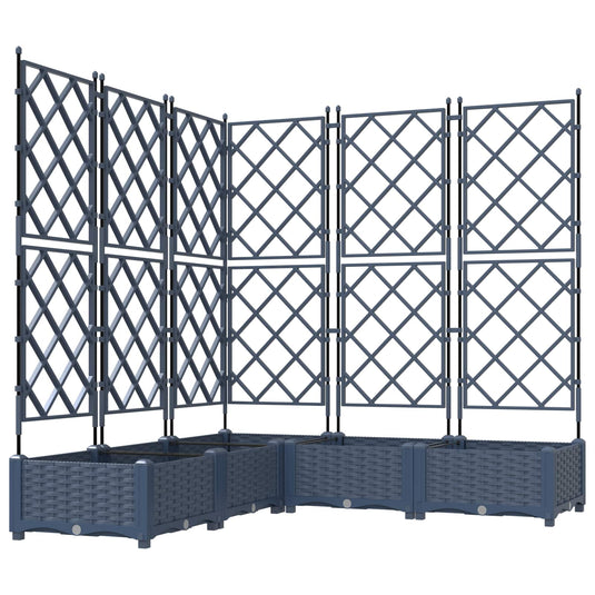 Vidaxl tuin bloempot 5 pcs grijs 120 x 120 x 125,5 cm staal