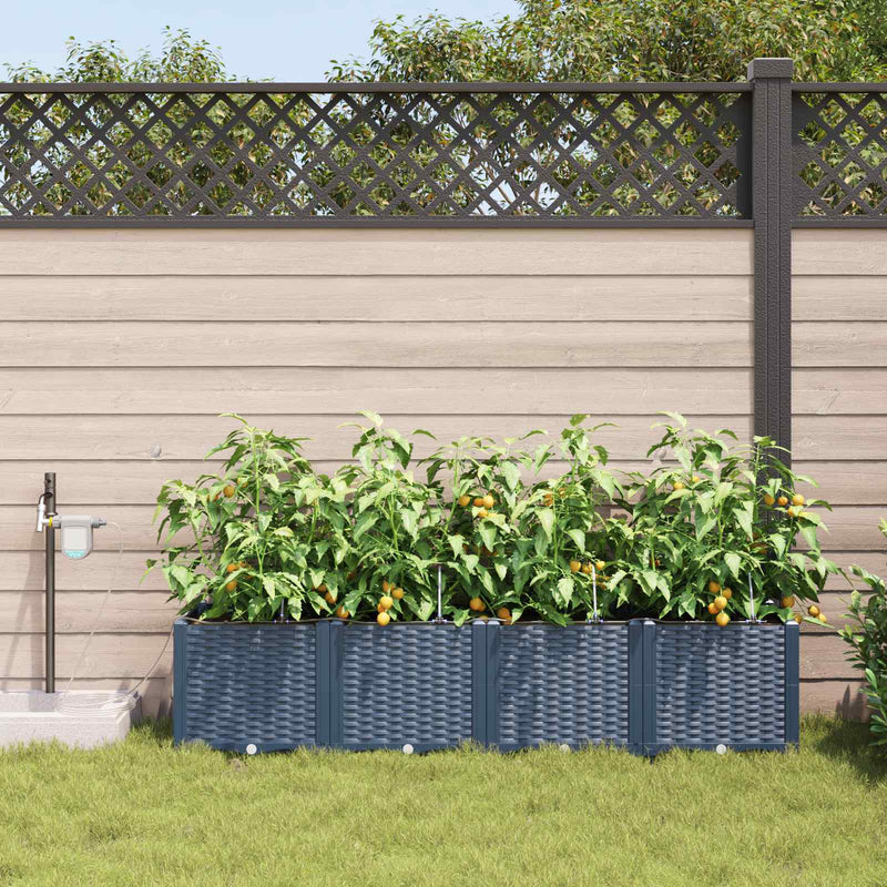 Load image into Gallery viewer, Vidaxl tuin bloempot 4 pcs grijs 120 x 120 x 142 cm staal
