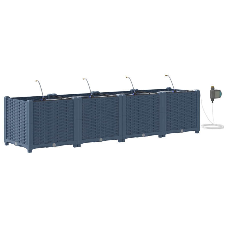 Load image into Gallery viewer, Vidaxl tuin bloempot 4 pcs grijs 120 x 120 x 142 cm staal
