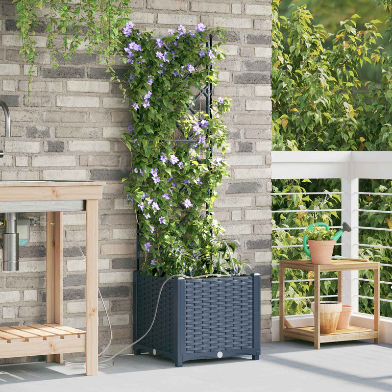 Load image into Gallery viewer, Vidaxl tuin bloempot grijs 40 x 40 x 142 cm staal
