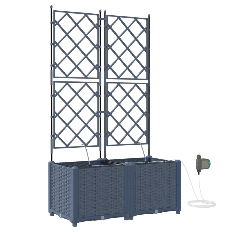 Load image into Gallery viewer, Vidaxl tuin bloempot 2 pcs grijs 120 x 120 x 142 cm staal
