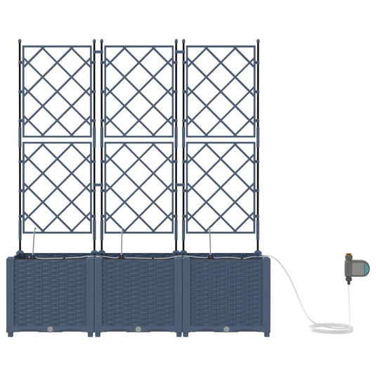 Vidaxl tuin bloempot 3 pcs grijs 120 x 120 x 142 cm staal