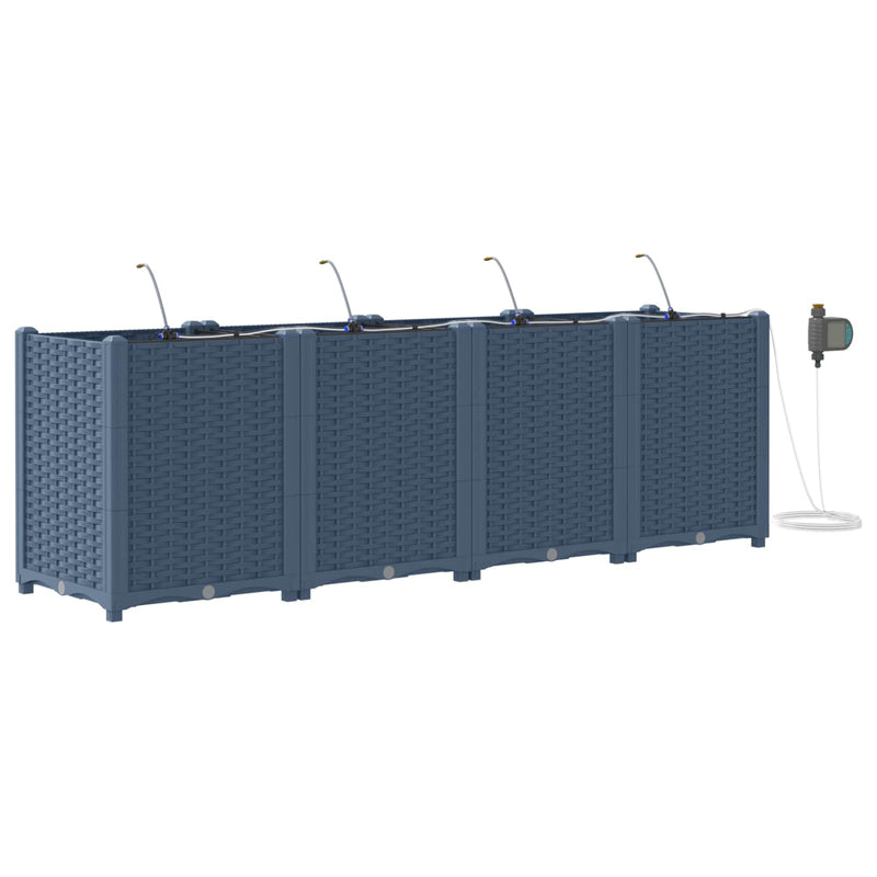 Load image into Gallery viewer, Vidaxl tuin bloempot 4 pcs grijs 120 x 120 x 142 cm staal
