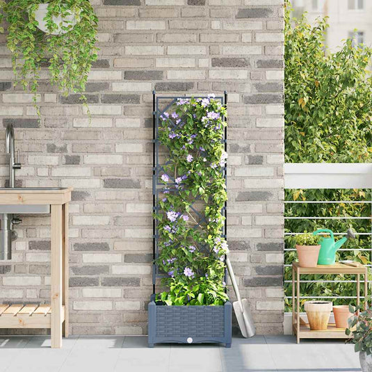 Vidaxl tuin bloempot licht grijs 40 x 40 x 125,5 cm staal