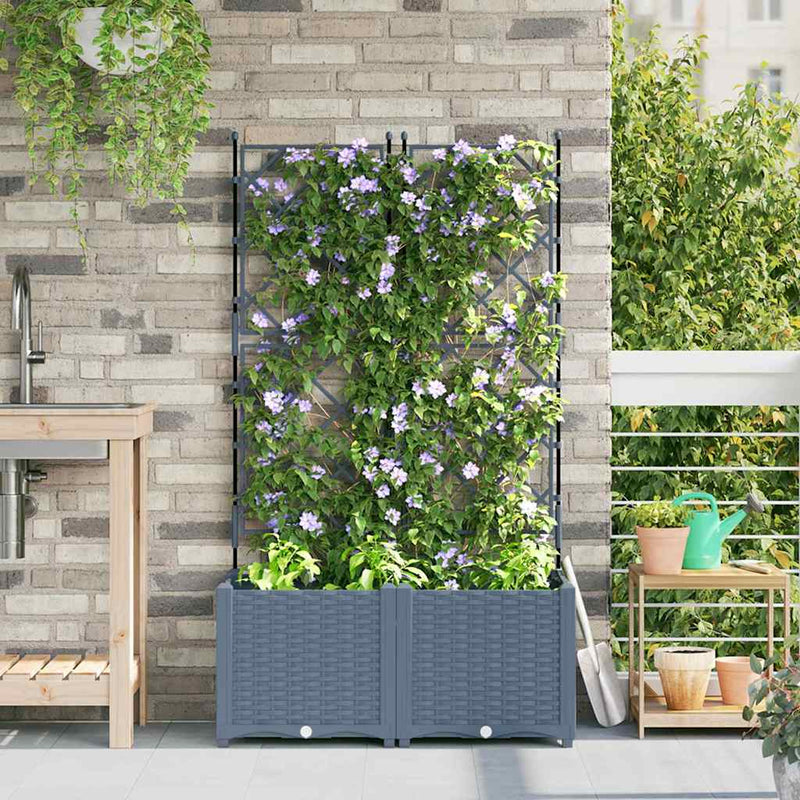 Load image into Gallery viewer, Vidaxl tuin bloempot 2 pcs licht grijs 80 x 40 x 143 cm staal

