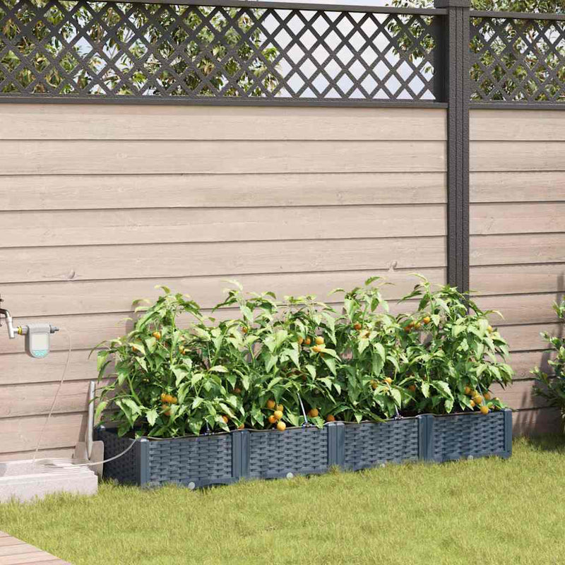 Load image into Gallery viewer, Vidaxl tuin bloempot 4 pcs licht grijs staal
