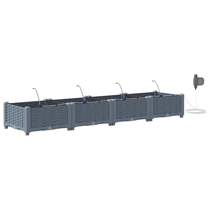 Load image into Gallery viewer, Vidaxl tuin bloempot 4 pcs licht grijs staal
