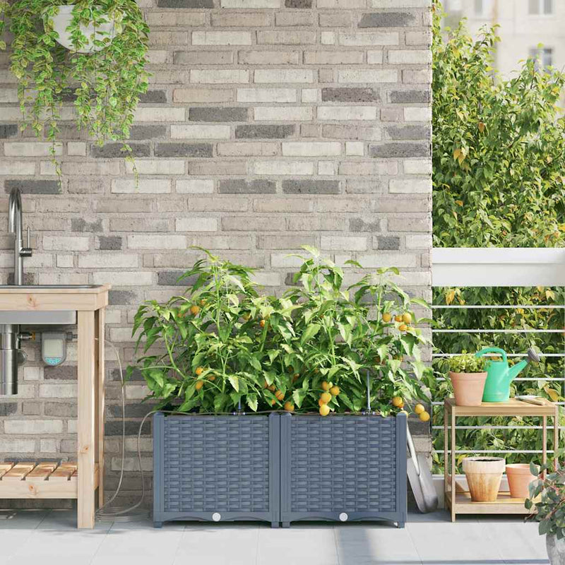 Load image into Gallery viewer, Vidaxl tuin bloempot 2 pcs licht grijs staal
