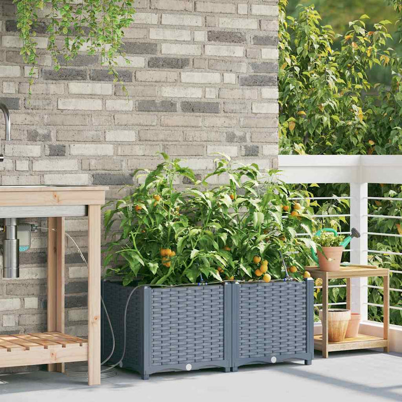 Load image into Gallery viewer, Vidaxl tuin bloempot 2 pcs licht grijs staal
