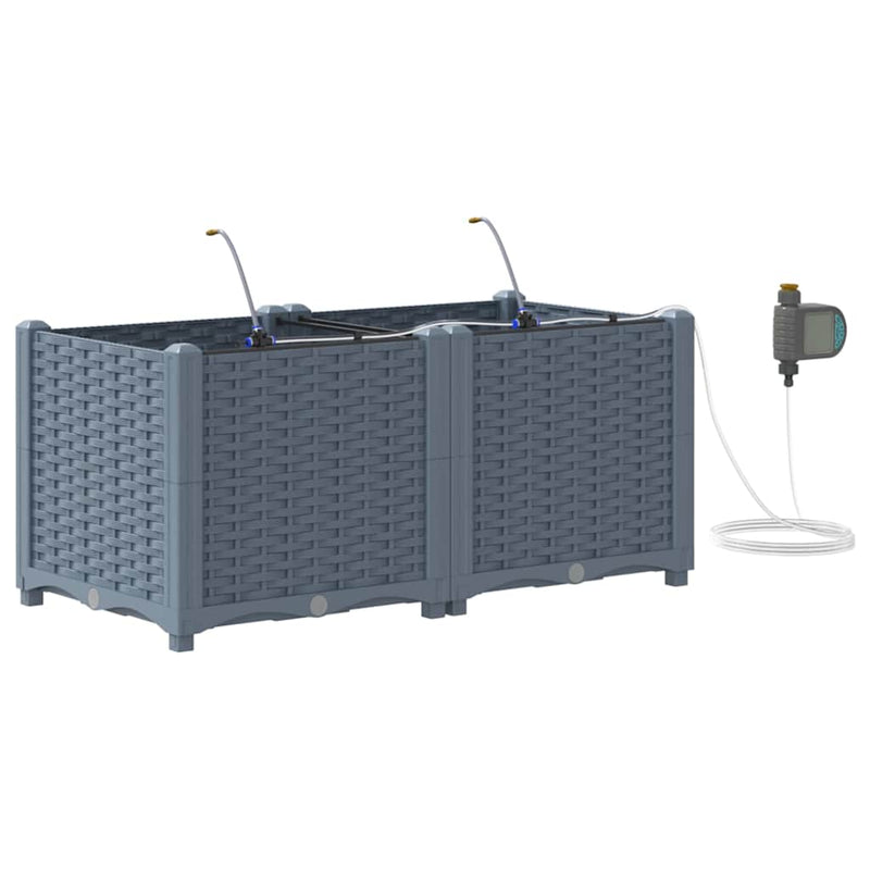 Load image into Gallery viewer, Vidaxl tuin bloempot 2 pcs licht grijs staal
