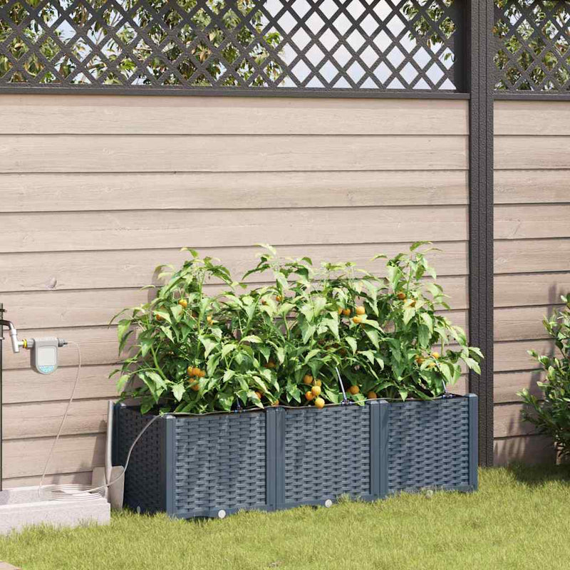 Load image into Gallery viewer, Vidaxl tuin bloempot 3 pcs licht grijs staal
