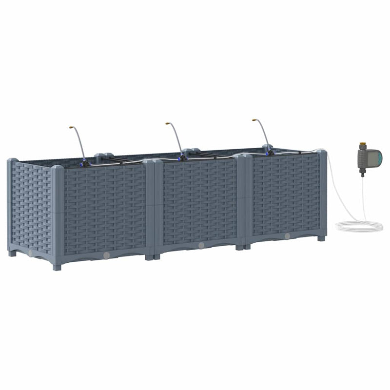 Load image into Gallery viewer, Vidaxl tuin bloempot 3 pcs licht grijs staal
