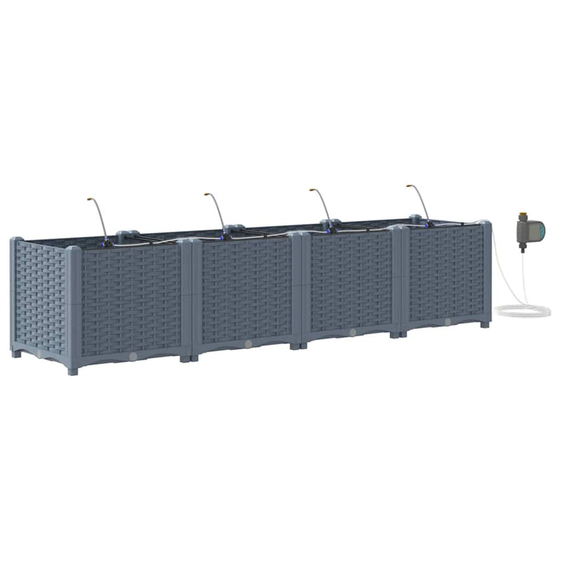 Load image into Gallery viewer, Vidaxl tuin bloempot 4 pcs licht grijs staal
