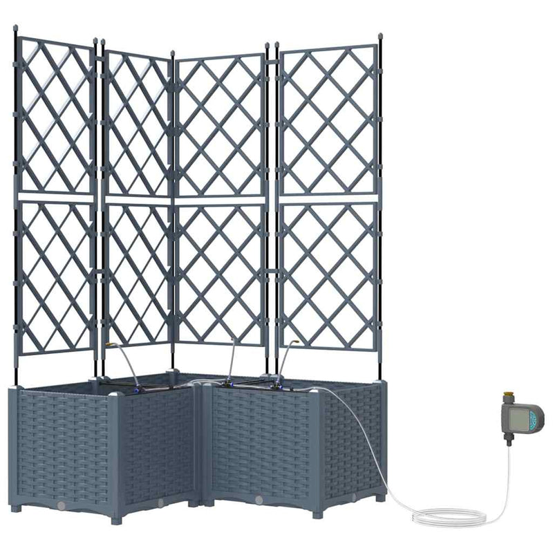 Load image into Gallery viewer, Vidaxl tuin bloempot 3 pcs licht grijs staal
