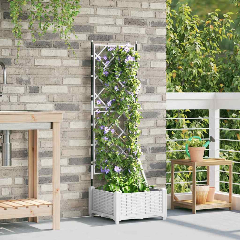 Load image into Gallery viewer, Vidaxl tuin bloempot wit 40 x 40 x 125,5 cm staal
