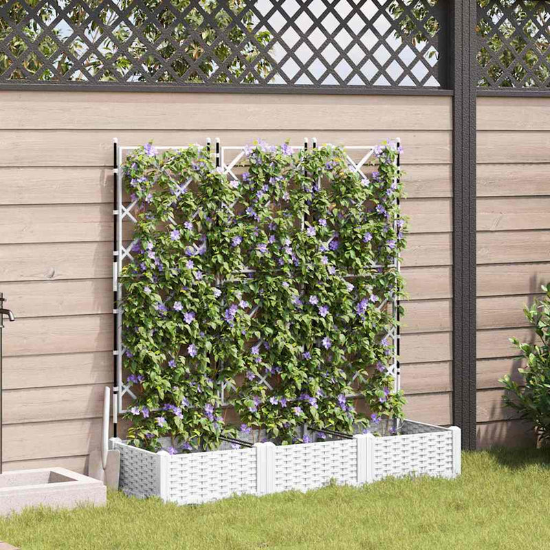 Load image into Gallery viewer, Vidaxl tuin bloempot 3 pcs wit 120 x 40 x 125,5 cm staal
