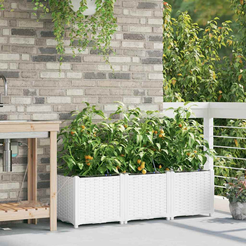 Load image into Gallery viewer, Vidaxl tuin bloempot 3 pcs wit staal
