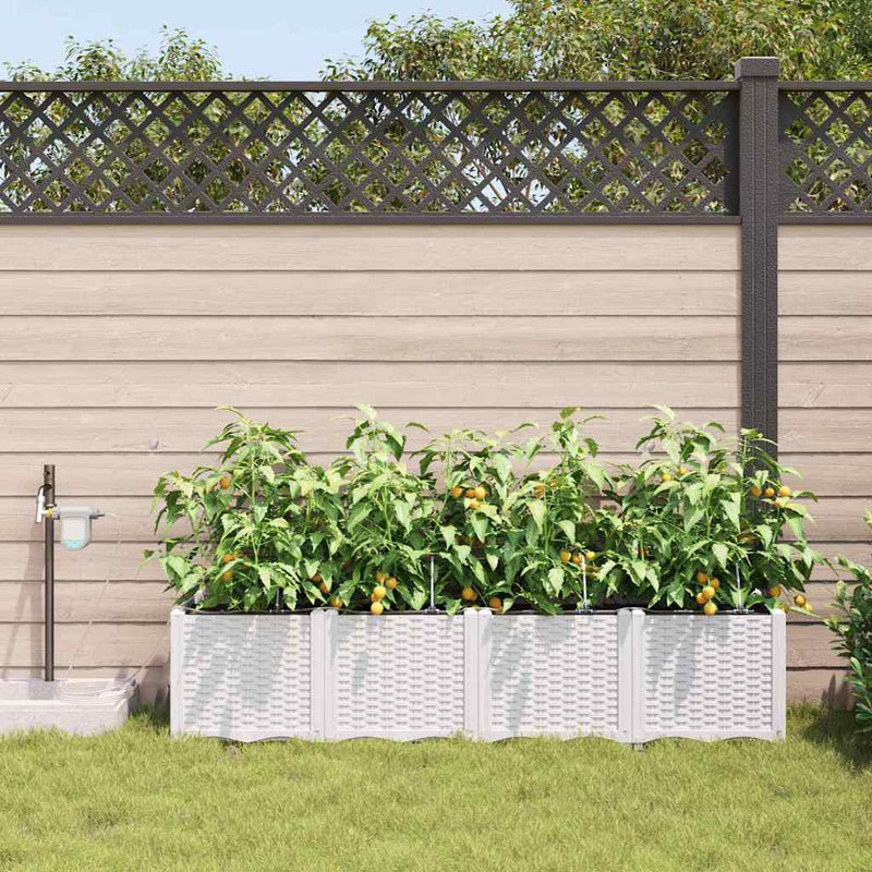 Load image into Gallery viewer, Vidaxl tuin bloempot 4 pcs wit staal
