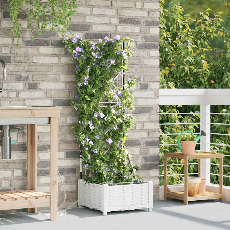 Load image into Gallery viewer, Vidaxl tuin bloempot wit 40 x 40 x 126 cm staal
