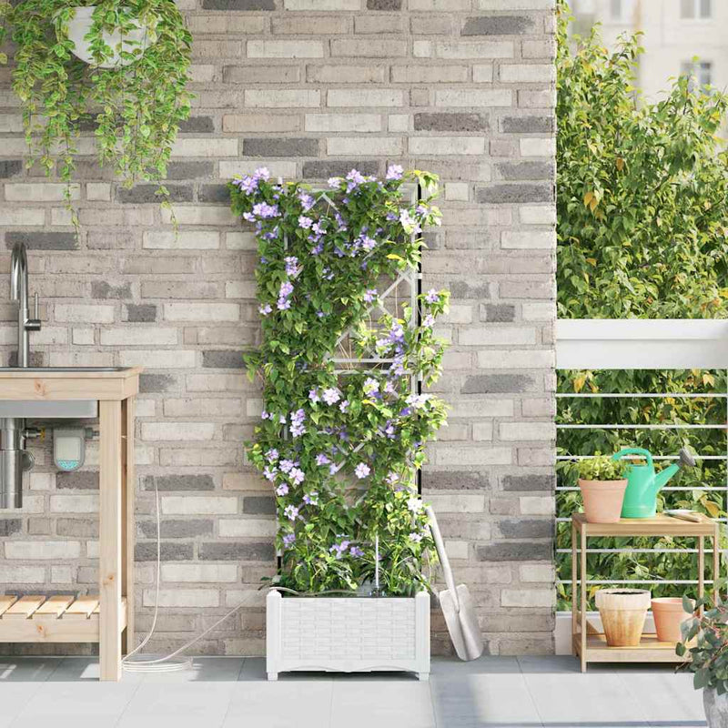 Load image into Gallery viewer, Vidaxl tuin bloempot wit 40 x 40 x 126 cm staal
