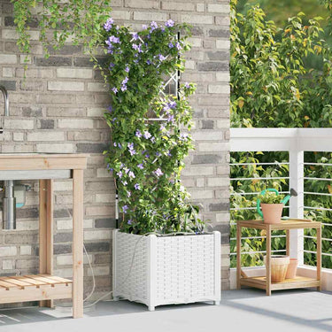 Vidaxl tuin bloempot wit 40 x 40 x 142 cm staal