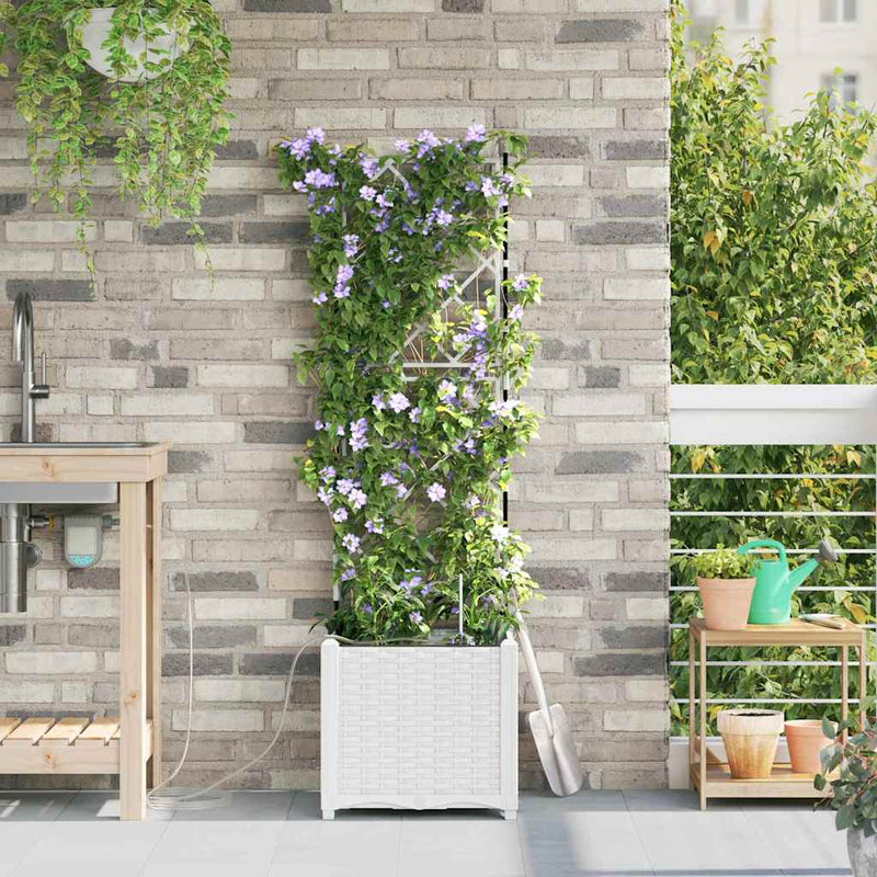 Load image into Gallery viewer, Vidaxl tuin bloempot wit 40 x 40 x 142 cm staal

