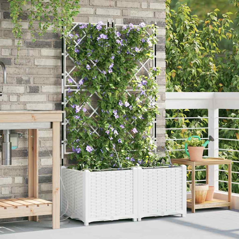 Load image into Gallery viewer, Vidaxl tuin bloempot 2 pcs wit staal
