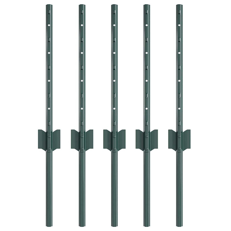 Load image into Gallery viewer, Vidaxl afrasteringspaal 5 pcs groen 80 cm staal
