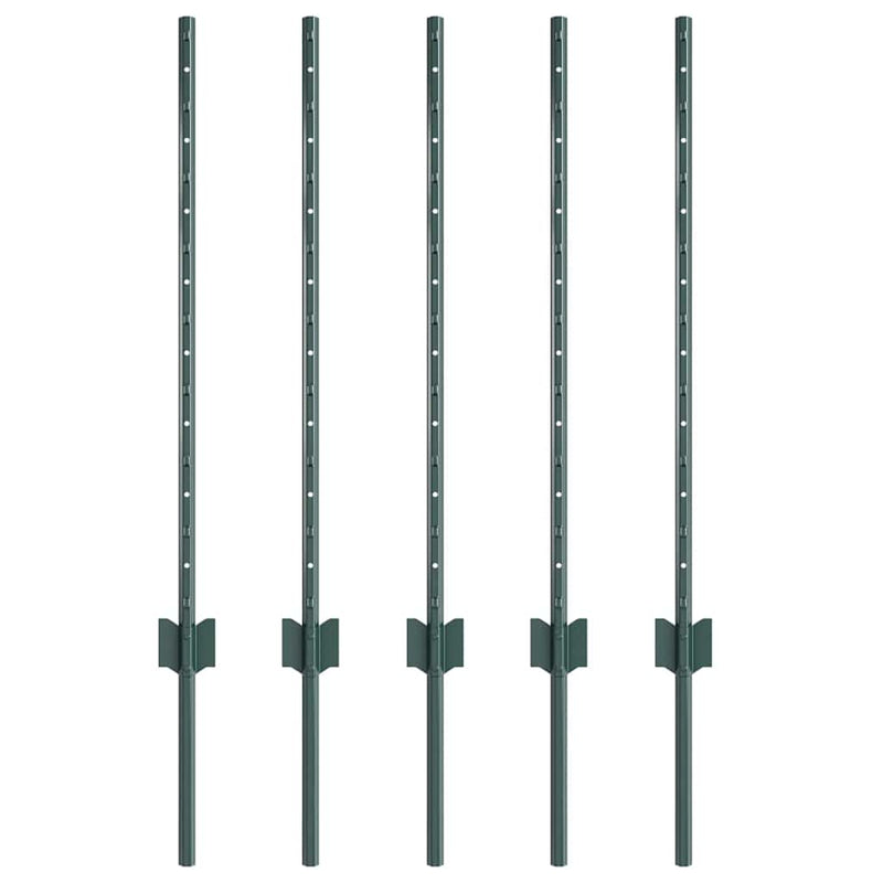 Load image into Gallery viewer, Vidaxl afrasteringspaal 5 pcs groen 120 cm staal

