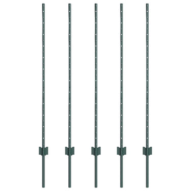 Vidaxl afrasteringspaal 5 pcs groen 120 cm staal