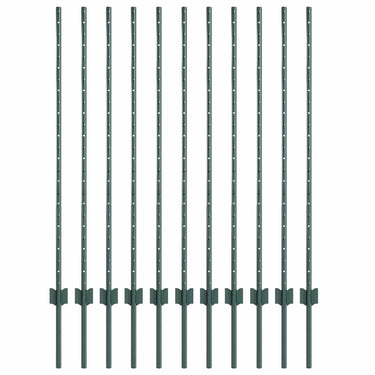 Vidaxl afrasteringspaal 11 pcs groen 120 cm staal