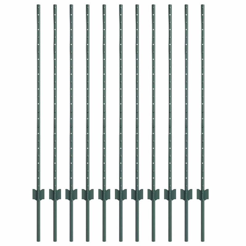 Load image into Gallery viewer, Vidaxl afrasteringspaal 11 pcs groen 120 cm staal
