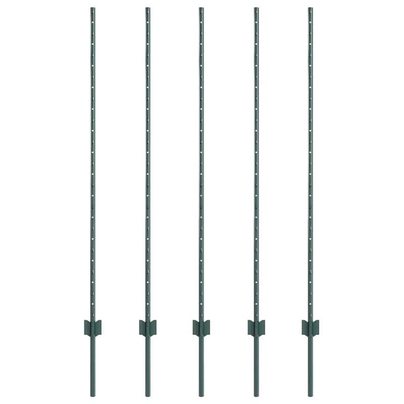 Load image into Gallery viewer, Vidaxl afrasteringspaal 5 pcs groen 140 cm staal

