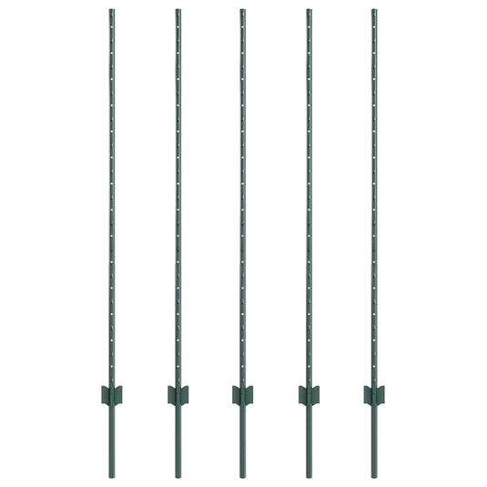Vidaxl afrasteringspaal 5 pcs groen 140 cm staal