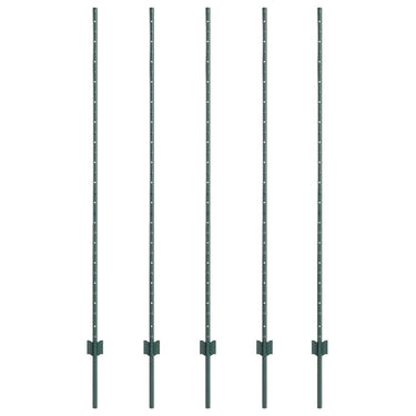 Vidaxl afrasteringspaal 5 pcs groen 150 cm staal
