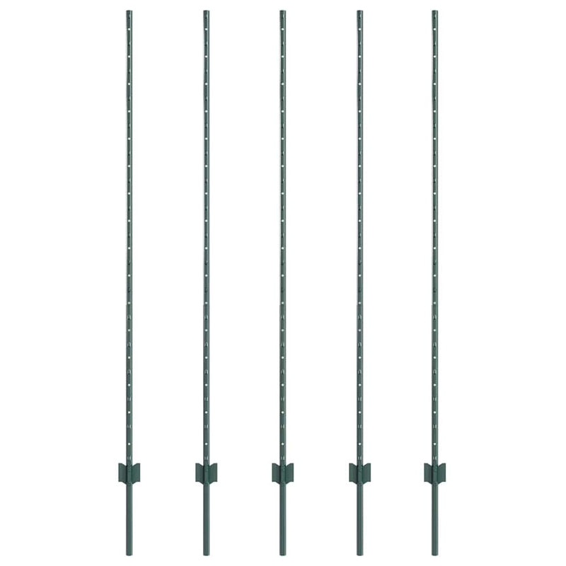 Load image into Gallery viewer, Vidaxl afrasteringspaal 5 pcs groen 150 cm staal
