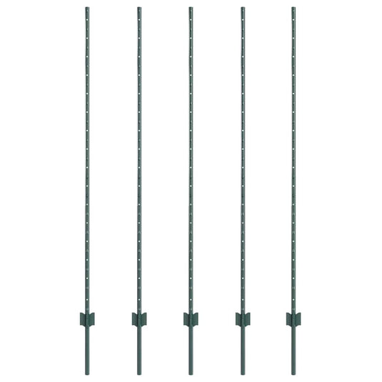Vidaxl afrasteringspaal 5 pcs groen 160 cm staal