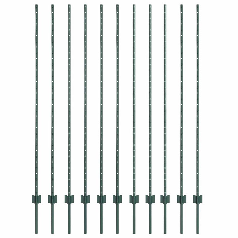 Load image into Gallery viewer, Vidaxl afrasteringspaal 11 pcs groen 160 cm staal
