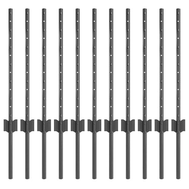 Vidaxl afrasteringspaal 11 pcs grijs 60 cm staal