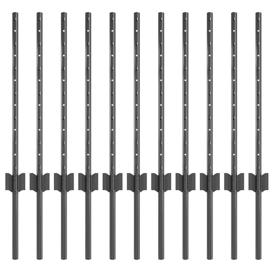 Vidaxl afrasteringspaal 11 pcs grijs 60 cm staal