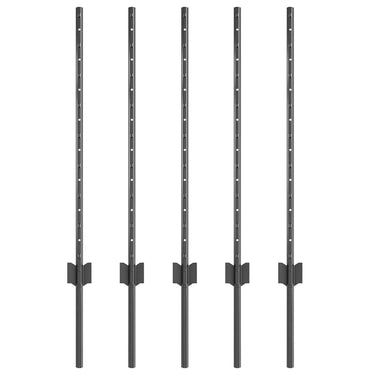 Vidaxl afrasteringspaal 5 pcs grijs 80 cm staal